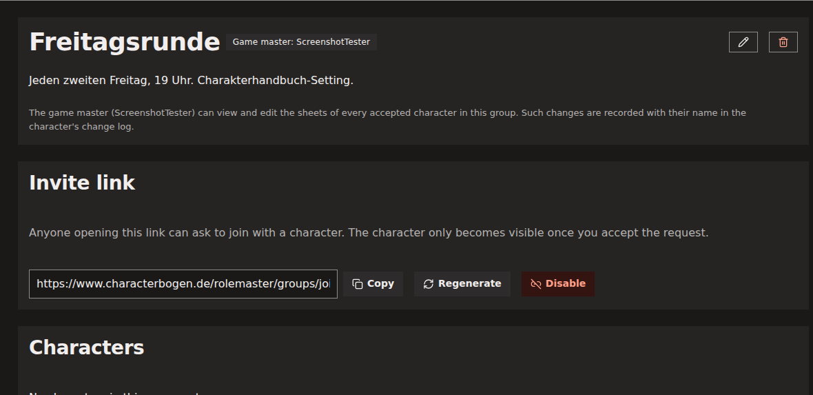 Screenshot of the change