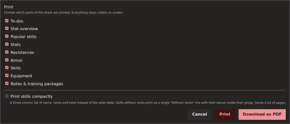 Screenshot of the change